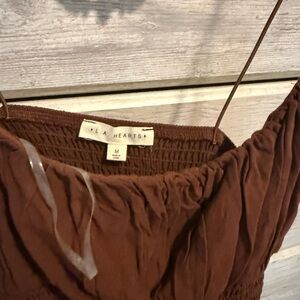 La Hearts Chocolate Brown Smocked Top